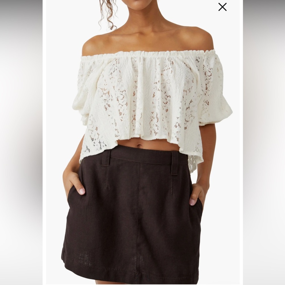 FREE PEOPLE WOMEN'S STACEY LACE CROPPED SHIRT - Picture 9 of 14